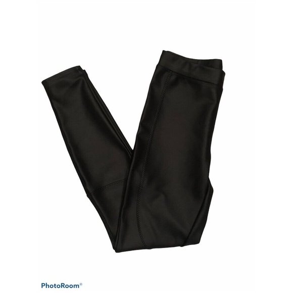Express Womens Faux Leather Leggings Black Mid Rise Stretch Elastic Waist S - Picture 2 of 9